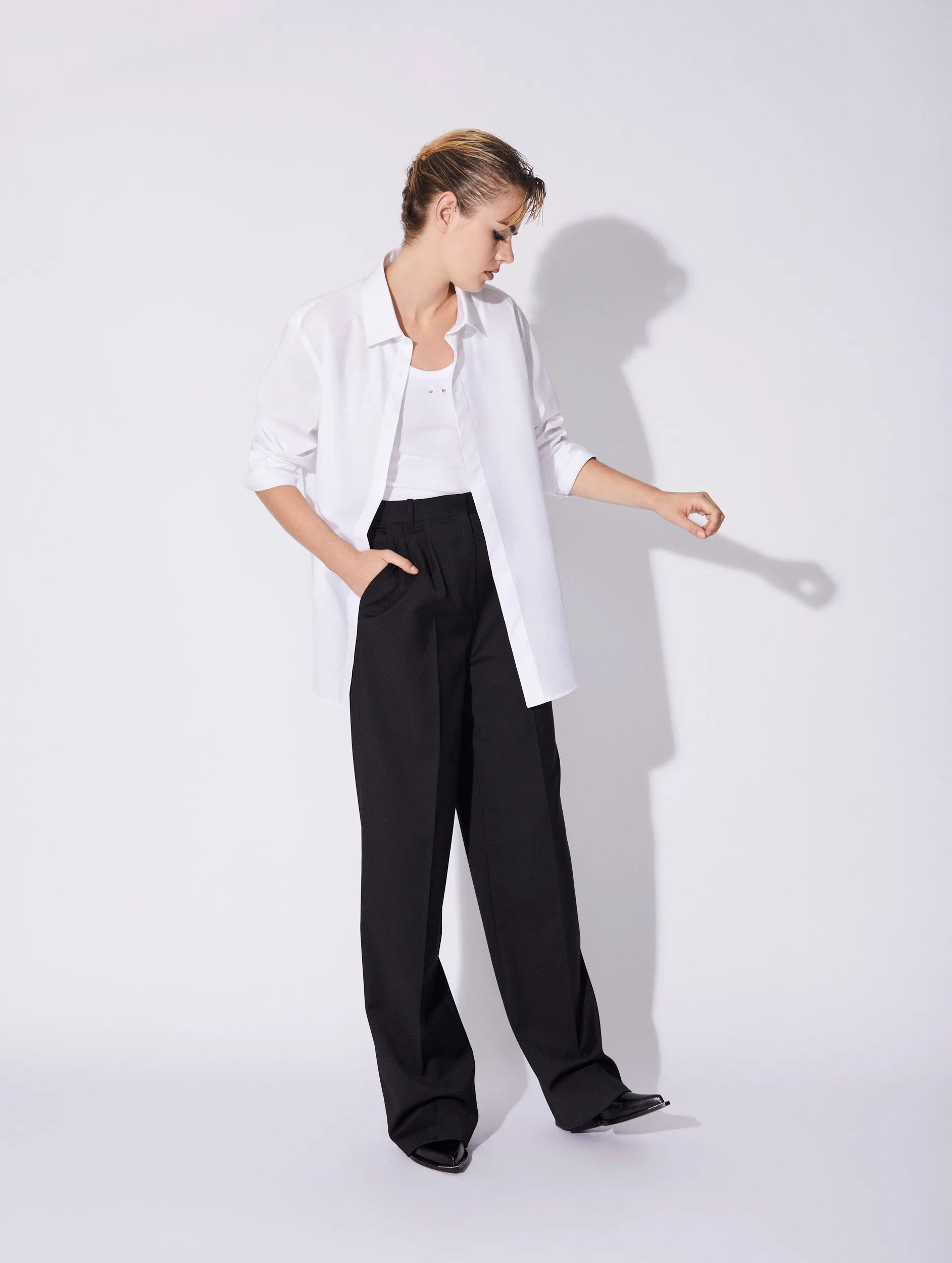 Chilly Day Style funky White cotton poplin shirt