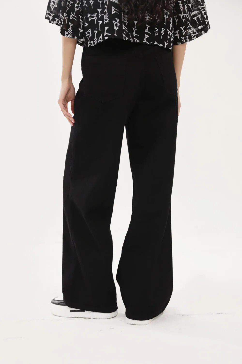 WIDE LEG DENIM Fashionable Look Elastic Fit