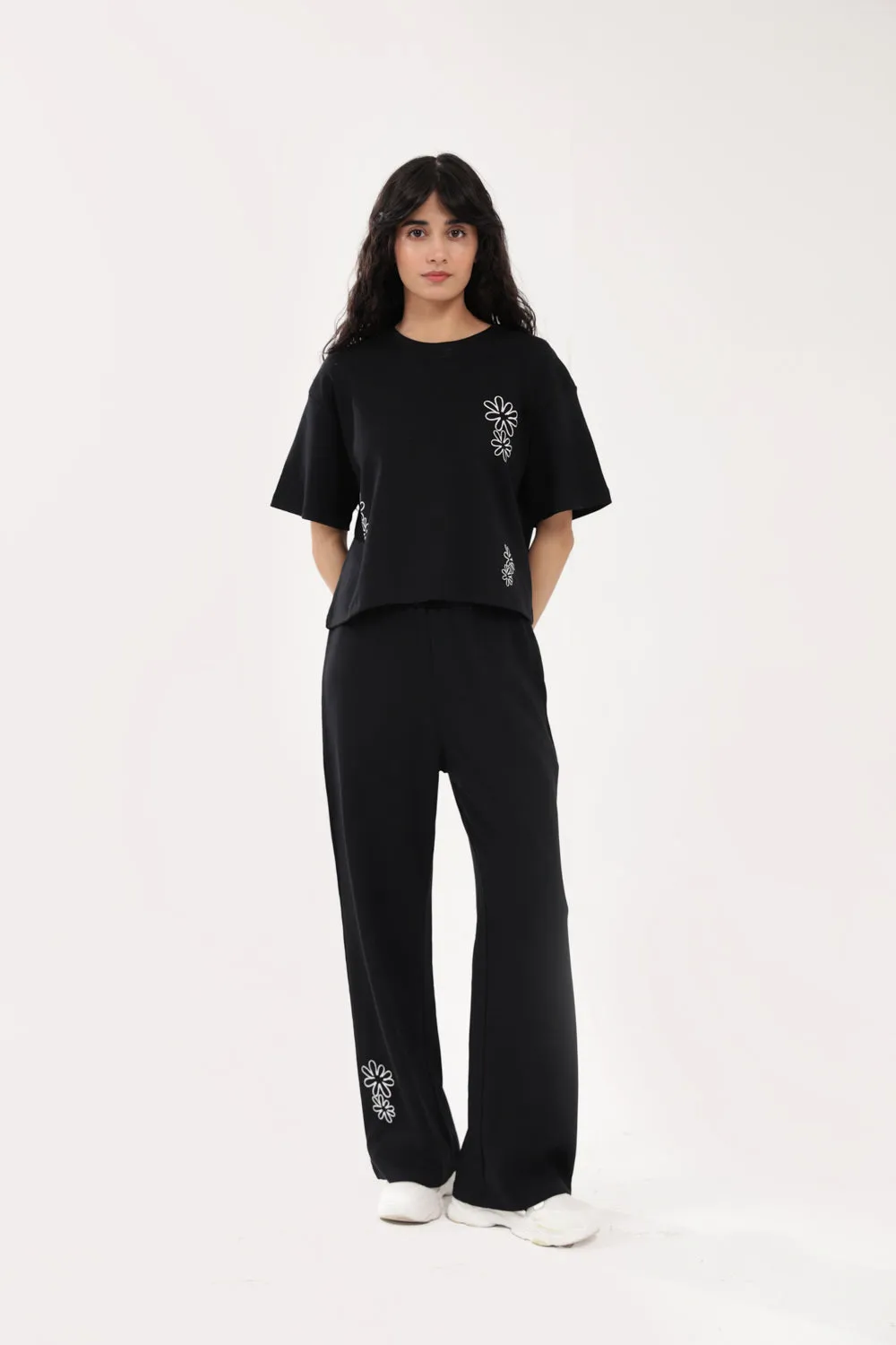 WIDE LEG GRAPHIC TROUSERS AntiSlipWaistband