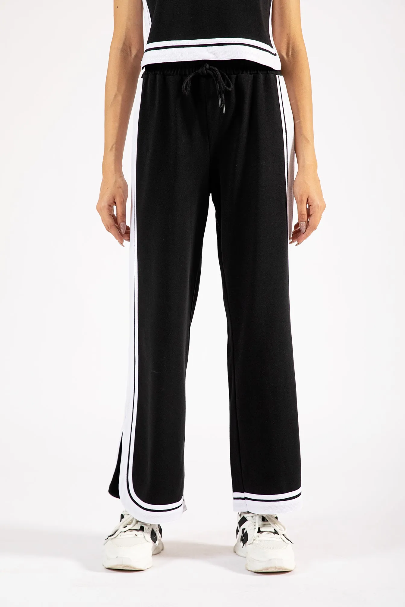 WIDE LEG TROUSERS WITH CONTRASTING DETAIL Quick Layer Breath Friendly