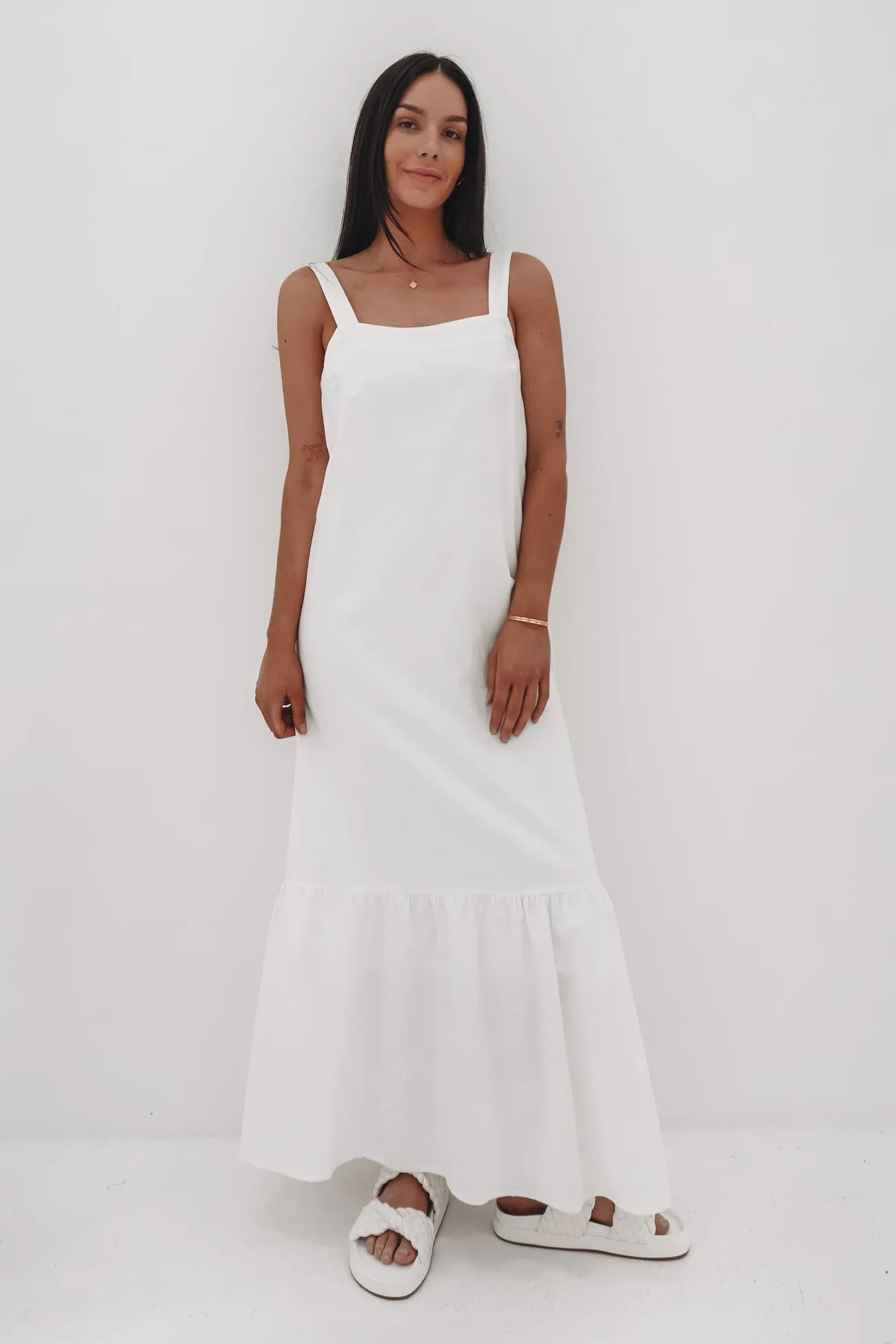 Willa Maxi Dress White Timeless Style Edgy Layers