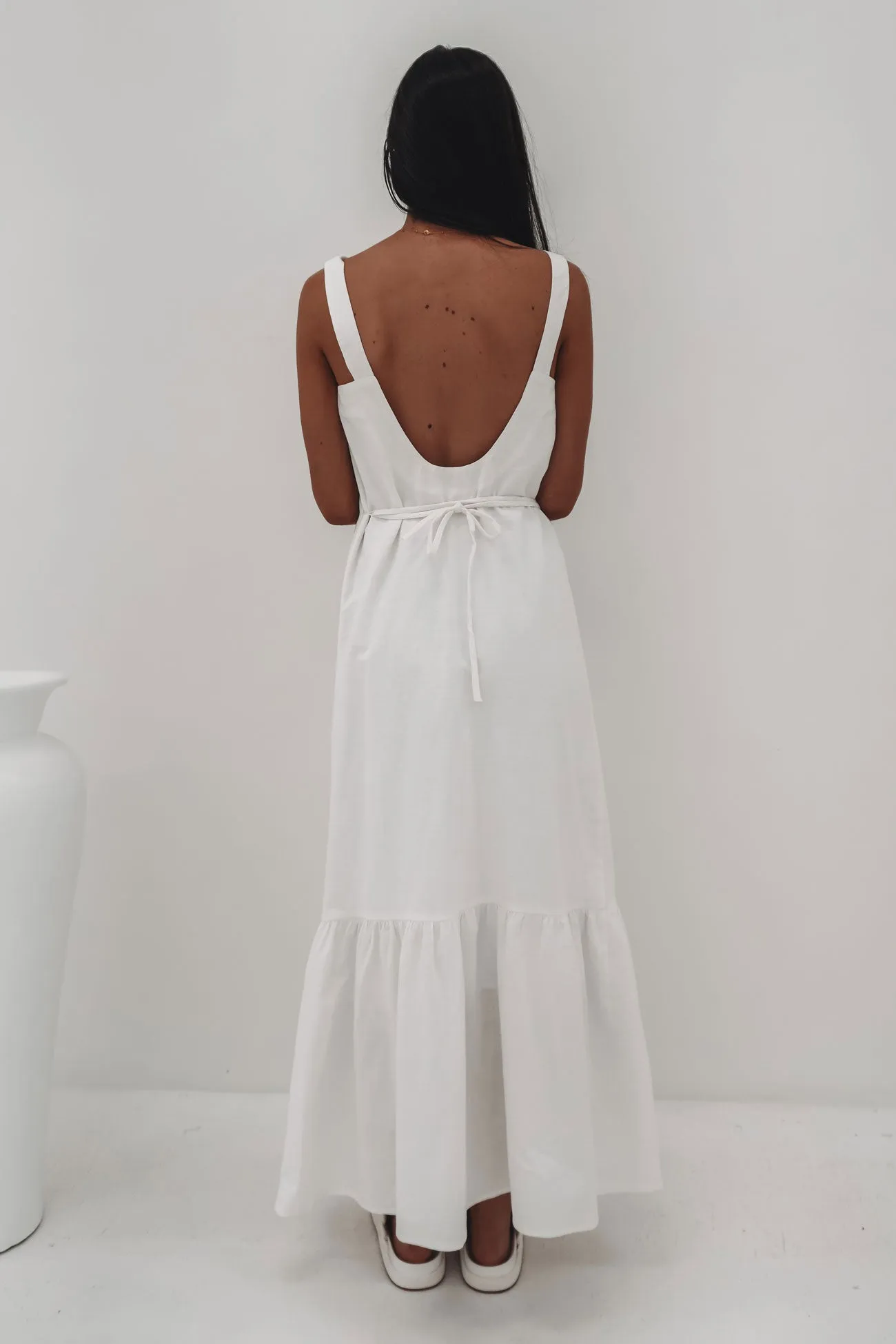 Willa Maxi Dress White Soft fabric piece