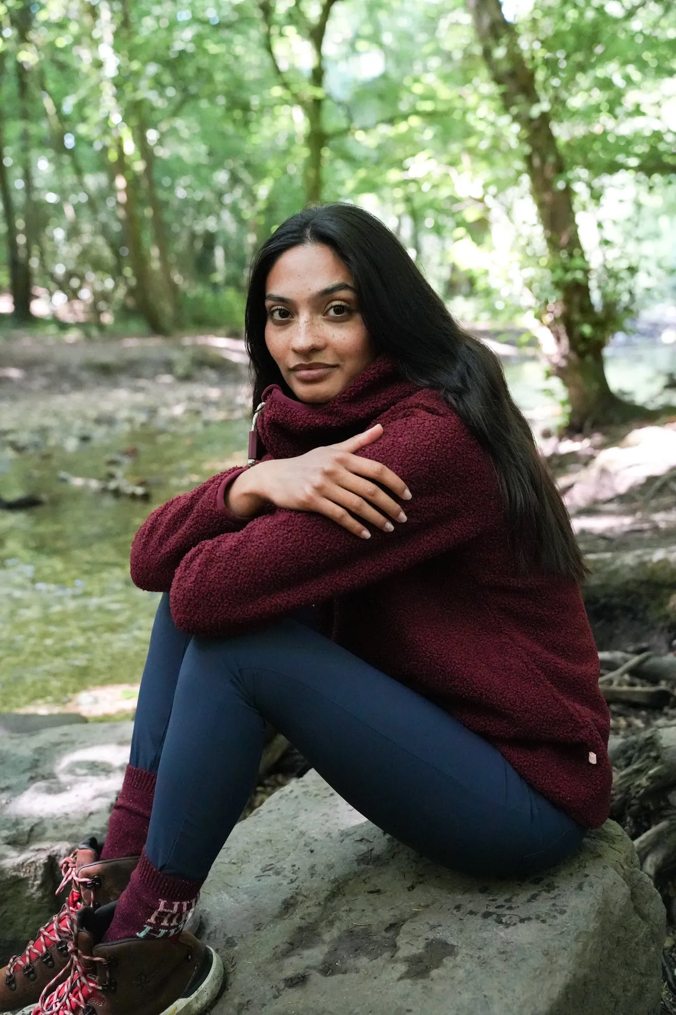 Compressed Packing Design Reinforced Elbow Patches Windproof Gale Fleece - Cabernet