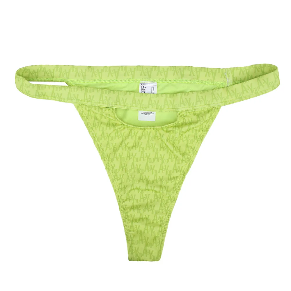 Women's ALL Over Brand Print Bikini Bottom,Neopn Green American Ease