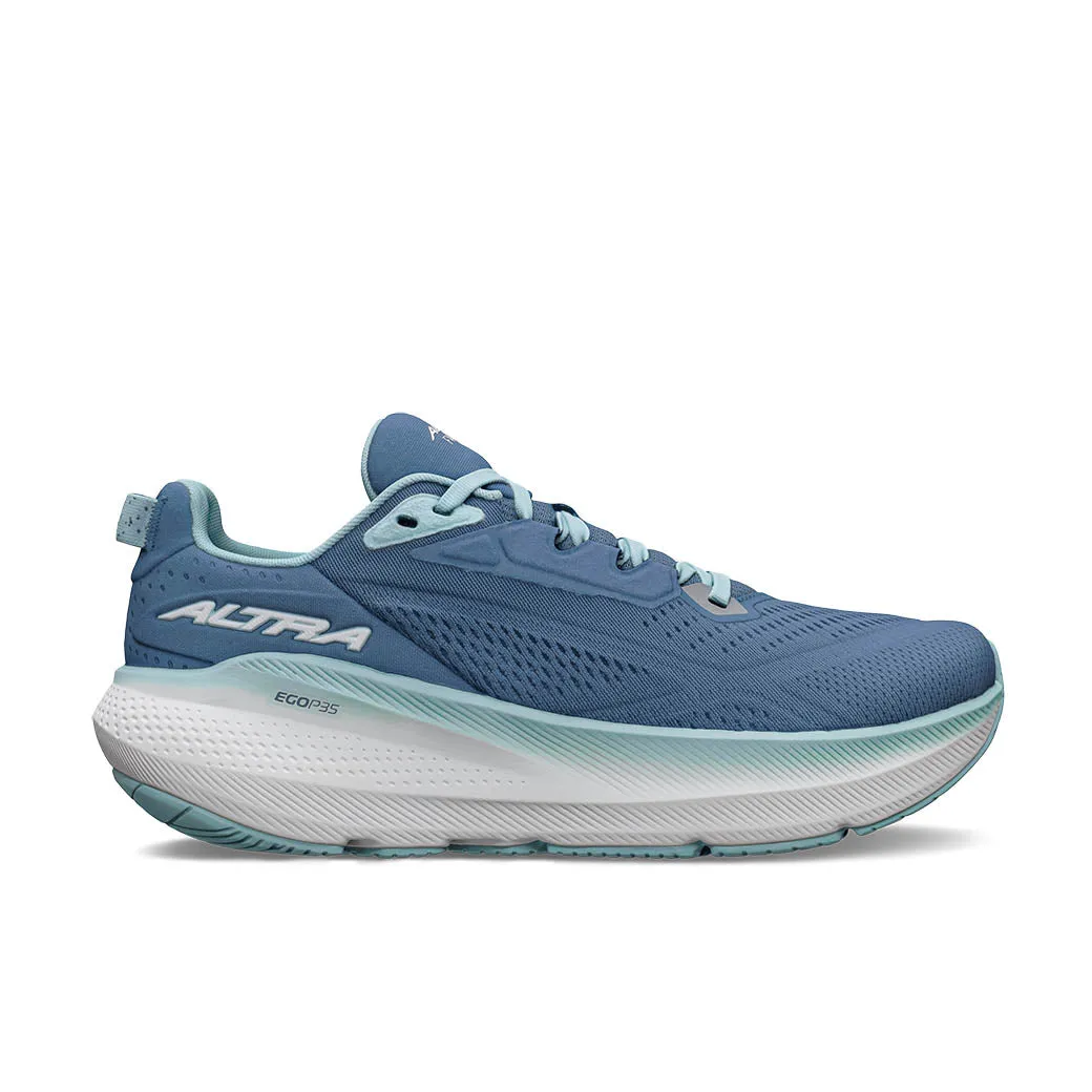 Womens Altra FWD Via 2 in Light Blue running on flat ground shoes