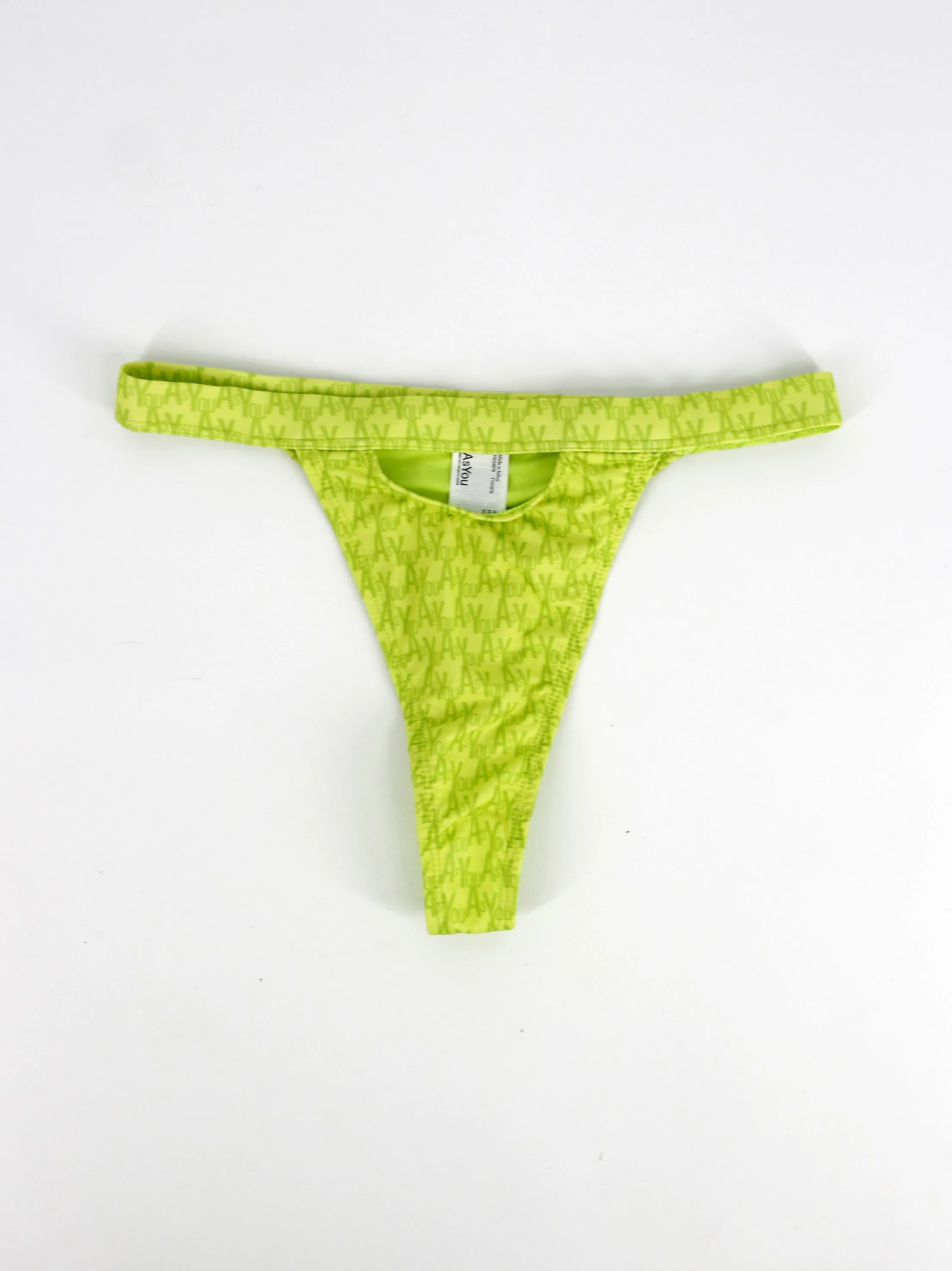 Women's Brand Logo Printed Bikini Bottom,Light Green Smooth Silicone Grip
