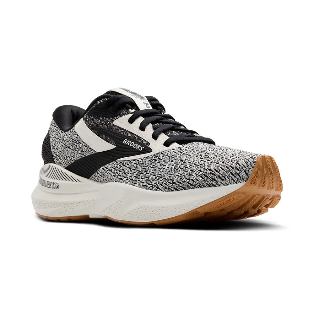 Womens Brooks Running Adrenaline GTS 24 in Coconut/Black/Biscuit Nylon Stabilizer Plate Sweat Resistant