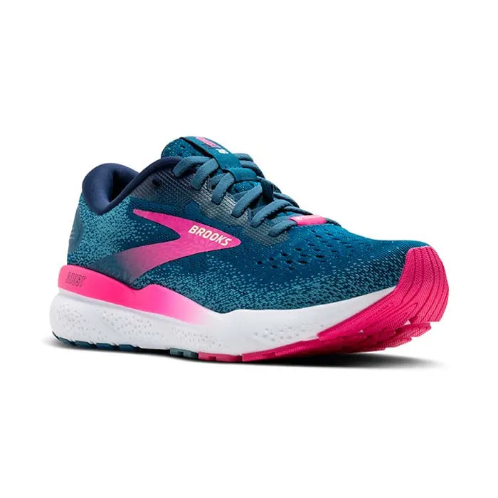 traction - control - functionality shoes Striped Womens Brooks Running Ghost 16 GTX in Moroccan Blue/Pink/Yellow