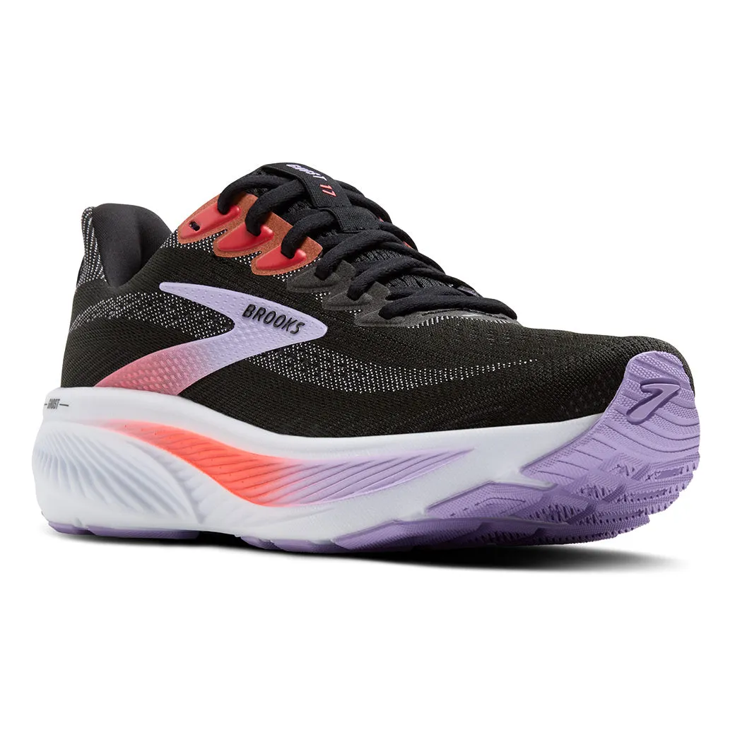 track - meet running shoes Micro Adjustable Tongue Womens Brooks Running Ghost 17 in Black/Purple/Coral