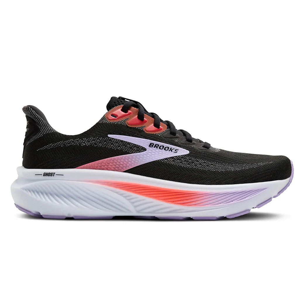 breathable - upper shoes Womens Brooks Running Ghost 17 in Black/Purple/Coral