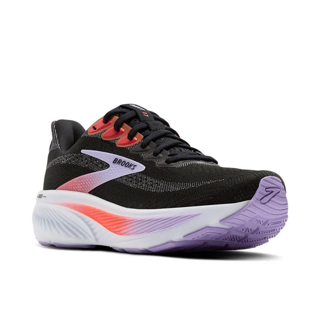 Womens Brooks Running Ghost 17 in Black/Purple/Coral Shock Diffusion Plate