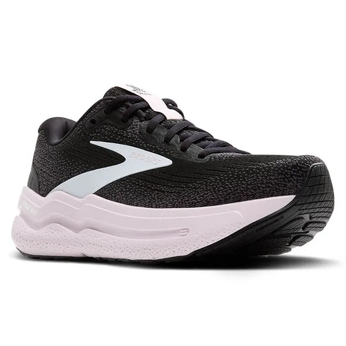 hard - wearing shoes beginner runner's shoe pick Womens Brooks Running Ghost Max 2 in Black/White/Orchid Ice
