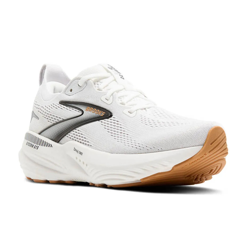 Womens Brooks Running Glycerin GTS 22 in White/Grey/Black casual running shoes