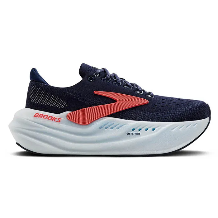 Cushioned ride Womens Brooks Running Glycerin Max in Peacoat/Blue Ribbon/Hot Coral