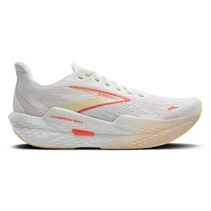 Womens Brooks Running Hyperion Max 2 in White/Peach/Coral Comfort Tongue heel - cup