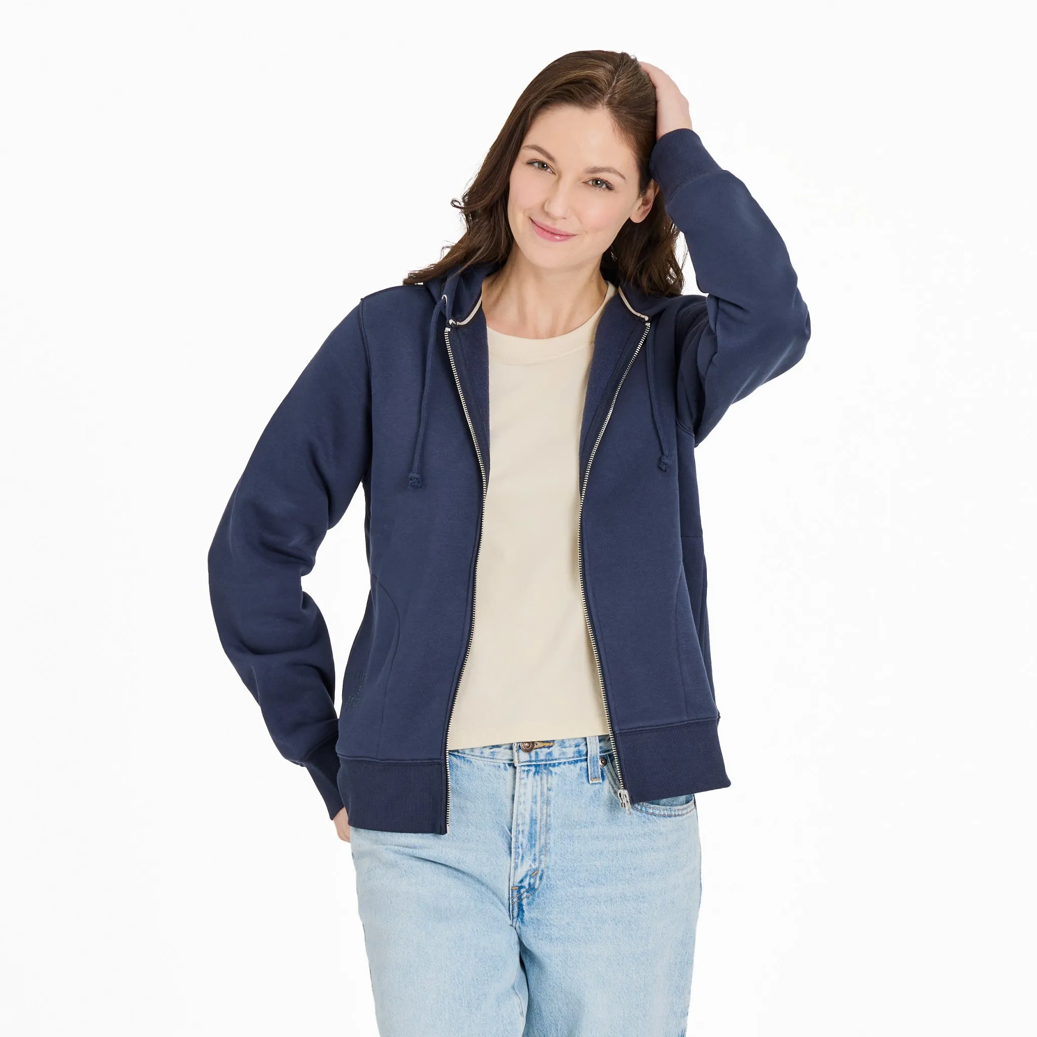 Women's Crafty LIG Stacked Good Vibes Fleece Zip Hoodie Urban Relaxed wedding guest wear