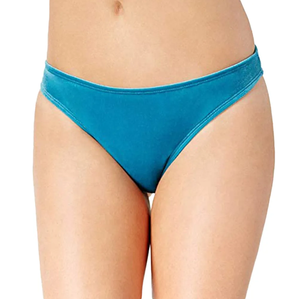 Women's Crushed Velvet Hipster Bikini Bottoms,Blue SeamlessConstruction
