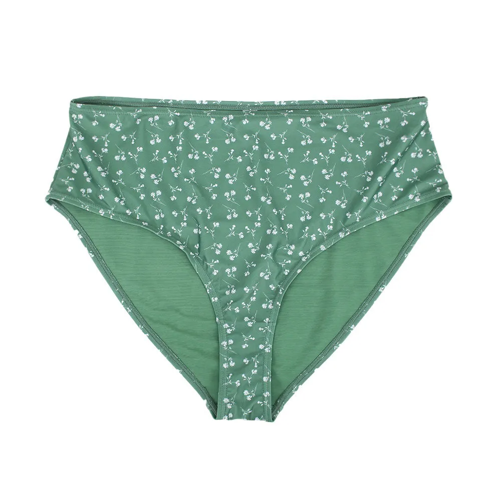 Shade Enhancing Cups Women's Floral Print Bikini Bottom,Green