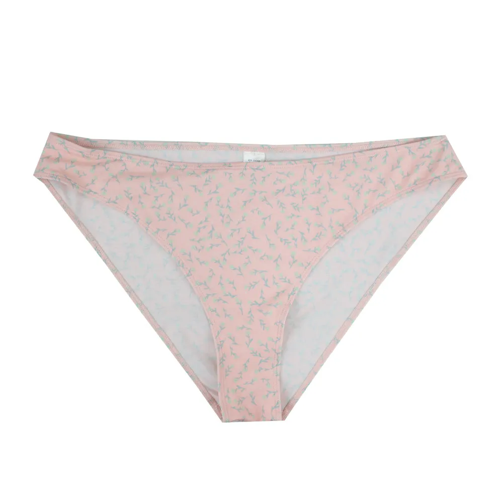 Water Resistant Fabric Women's Floral Print Bikini Bottom,Light Pink