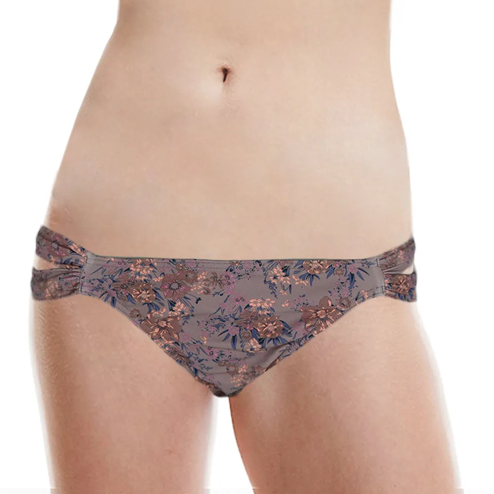Women's Floral-Print Bikini Bottom,RoseWood Convertible Neckline