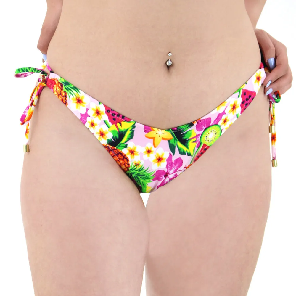 Women's Floral Tie Side Bikini Bottom,Multi UPF 50  Protection Anti Chafe Edging