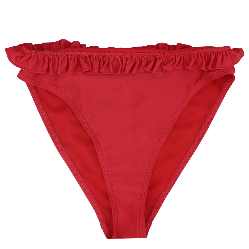 Women's Frill Waist Bikini Brief,Red Soft Leggings