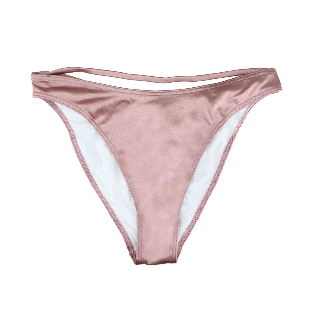 Women's Glitter Bikini Bottom,Pink Double Layer Lining