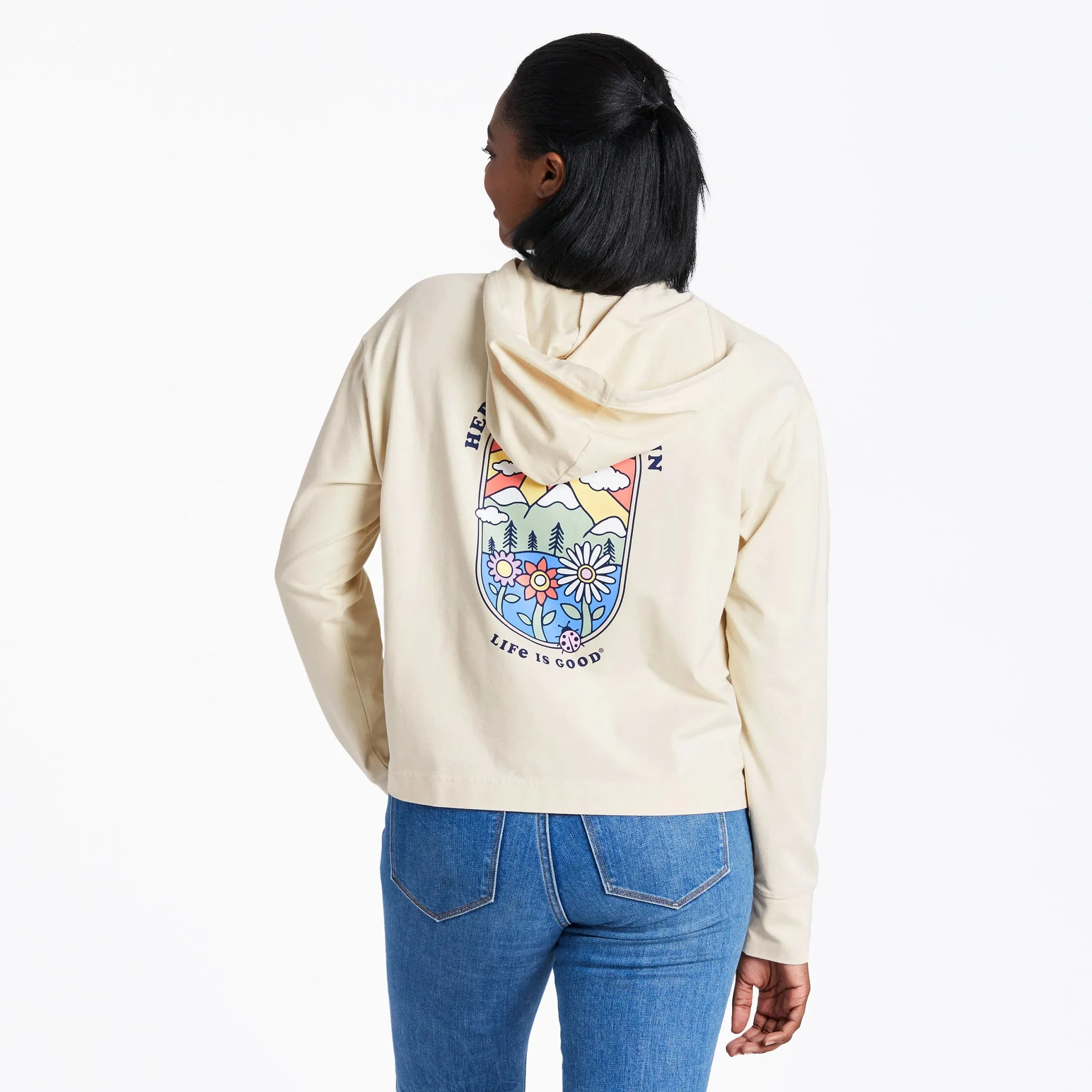 Branded Look Women's Here Comes the Sun Retro Crusher-FLEX Boxy Hoodie