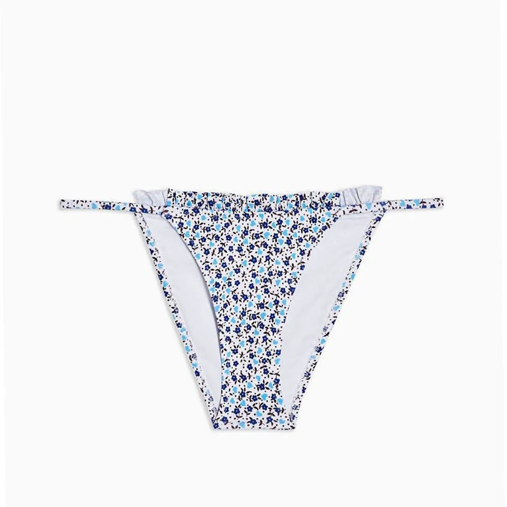 Women's High Leg Bikini Bottom,White Rounded Seam Technique Four Way Stretch Fabric