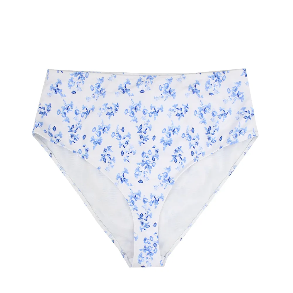 Versatile Clothing Women's High Waist Floral Bikini Bottom,White