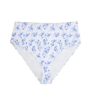 Four Way Stretch Women's High Waist Floral Bikini Bottom,White