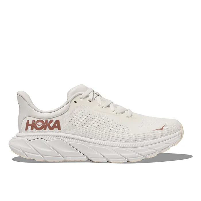 Womens Hoka Arahi 7 in Blanc De Blanc/Rose Gold Advanced Airflow Design