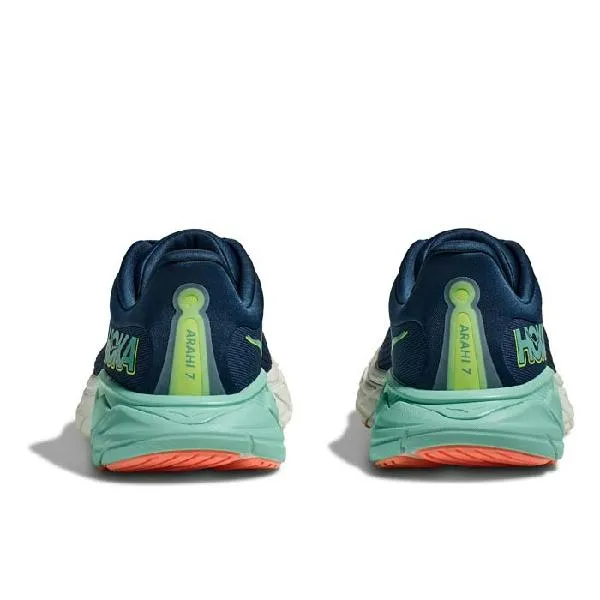 Womens Hoka Arahi 7 in Midnight/Seafoam Anti Friction Liner Technology