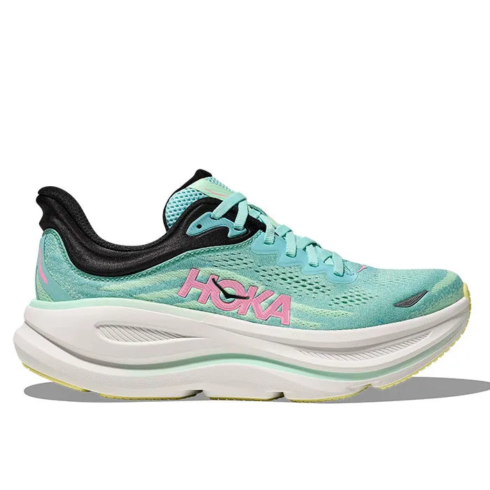 stability feature Womens Hoka Bondi 9 in Blue Spark/Mint Flourite