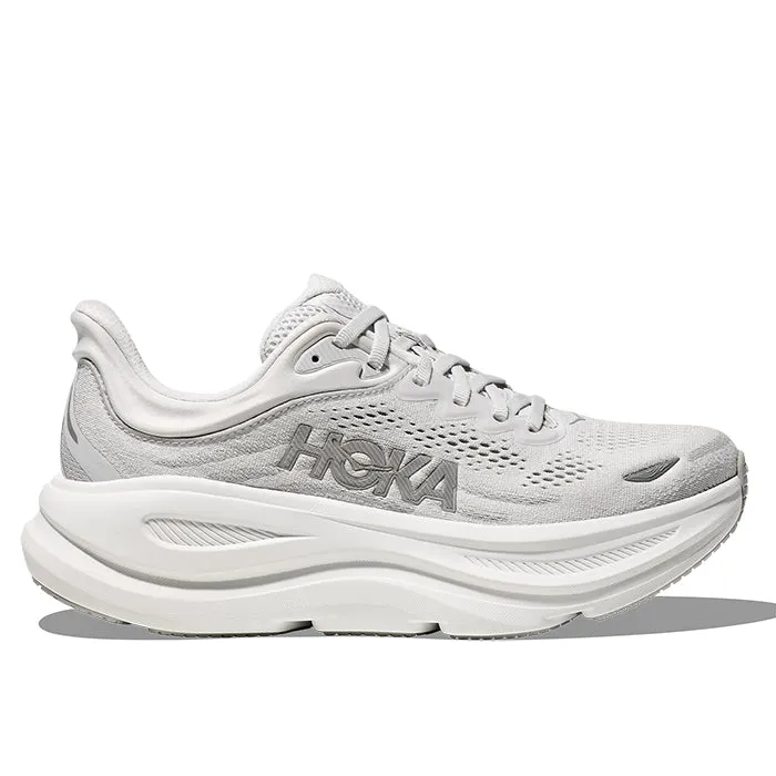 Womens Hoka Bondi 9 Wide in Stardust/Silver family - run Wonderful performance