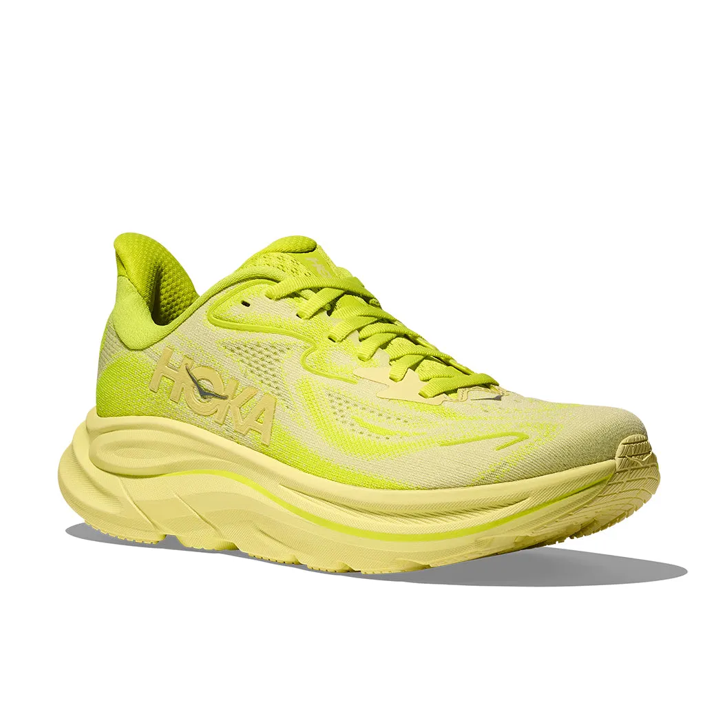 Womens Hoka Clifton 10 in Neon Hoka Citrus/ Sunlight Impact Resistant Cushioning buckle - strap shoes