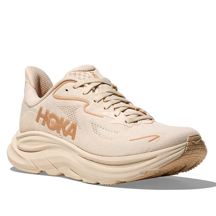 Womens Hoka Clifton 10 in Vanilla/Birch winter use gel - filled shoes