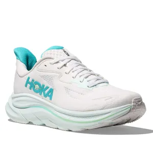 Abrasion - resistant Lace Up Design Womens Hoka Clifton 10 in White/Cielo Blue
