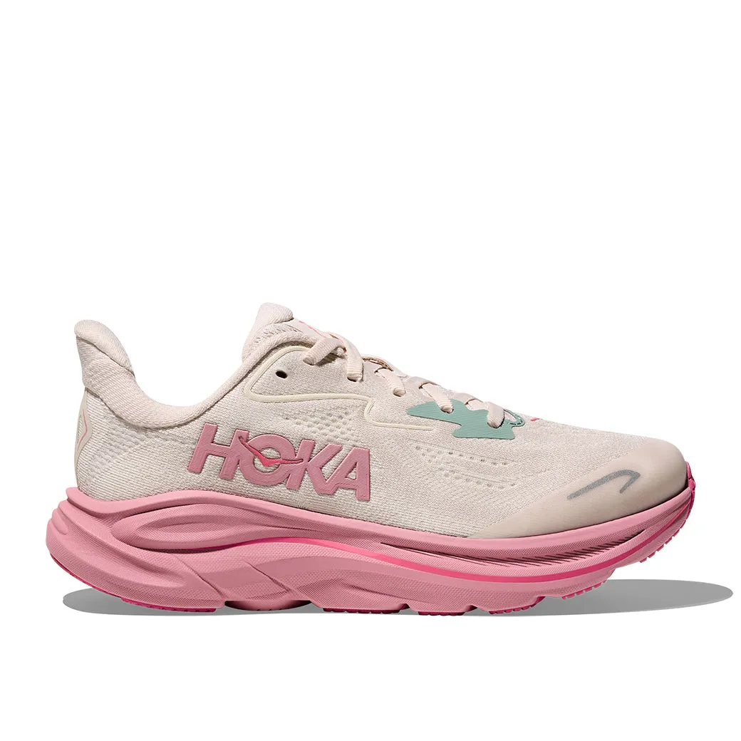 Breathable collar Tensile Strength Webbing Womens Hoka Clifton 10 Wide in Rose Cream/ Dried Rose