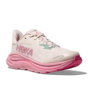 running for adventure Womens Hoka Clifton 10 Wide in Rose Cream/ Dried Rose