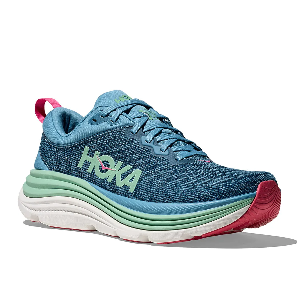 Durable Stitching Womens Hoka Gaviota 5 in Alpine Blue/Jadeite