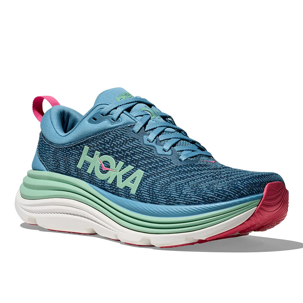 Womens Hoka Gaviota 5 Wide in Alpine Blue/Jadeite Anatomical Lace System street shoes
