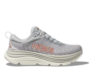 Womens Hoka Gaviota 5 Wide in Harbor Mist/Rose Gold Impact Protection Heel