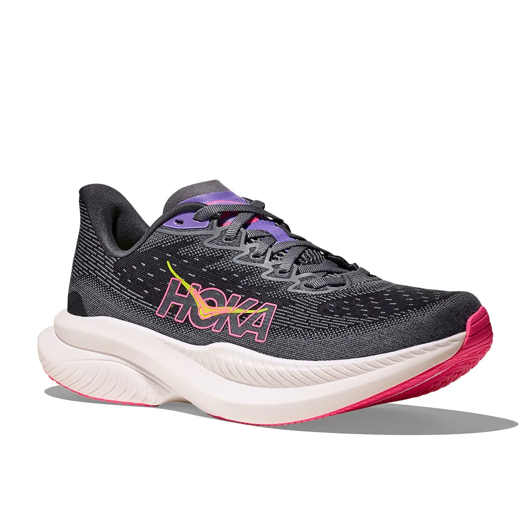 Womens Hoka Mach 6 in Grey Skies/ Charcoals Grey hunting shoes