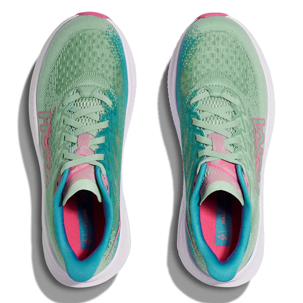 molded - insole shoes Hyper Elastic Response Foam Womens Hoka Mach 6 in Jadeite/ Alpine Blue