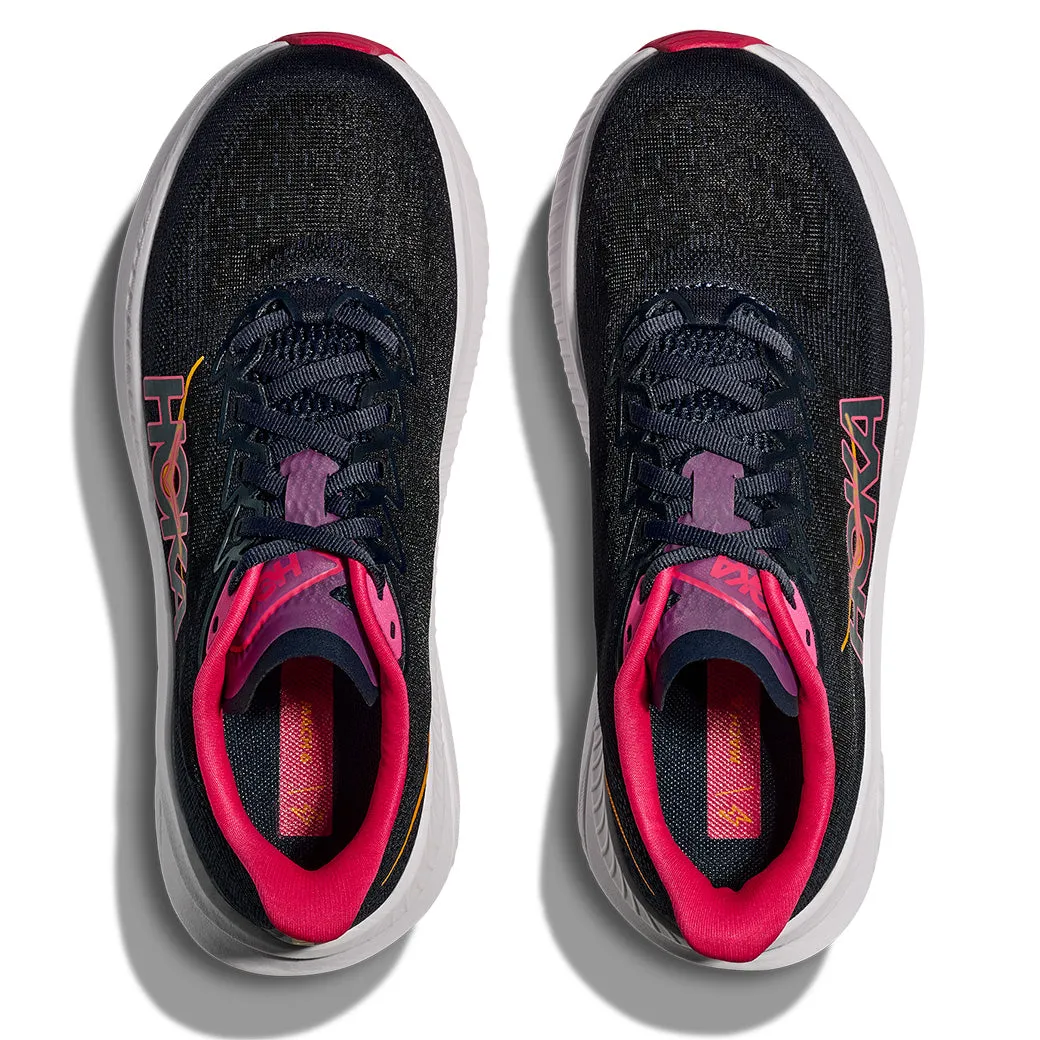 running on flat ground Energy Cells Womens Hoka Mach 6 in Varsity Navy/ Nautical Blue