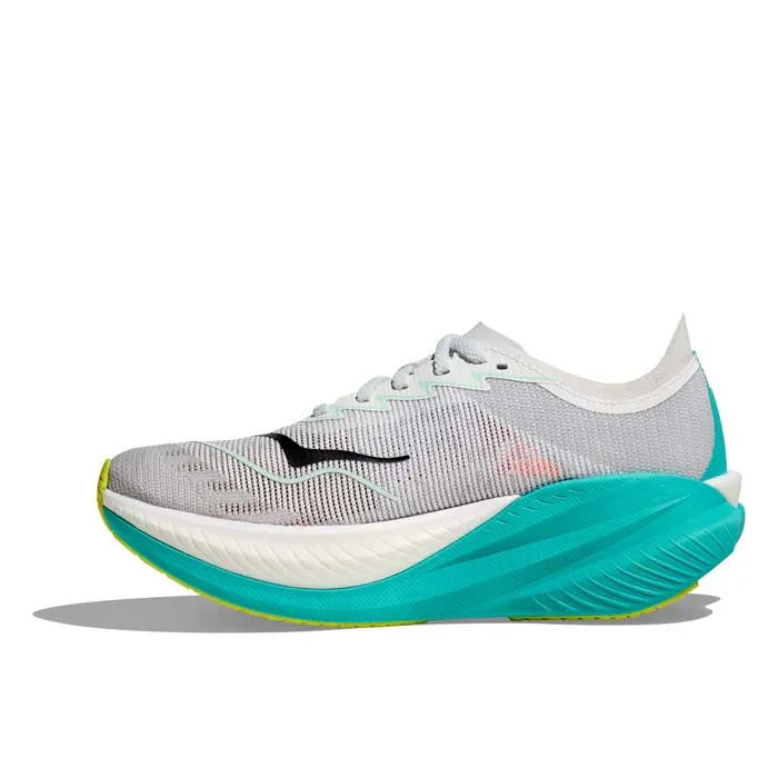 3D Knit Structure Womens Hoka Mach X 2 in Frost/Electric Aqua