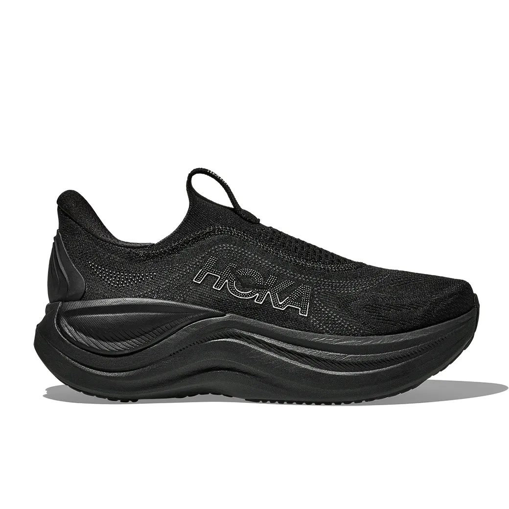 Womens Hoka Skyward Laceless in Black/Black Slip - resistant