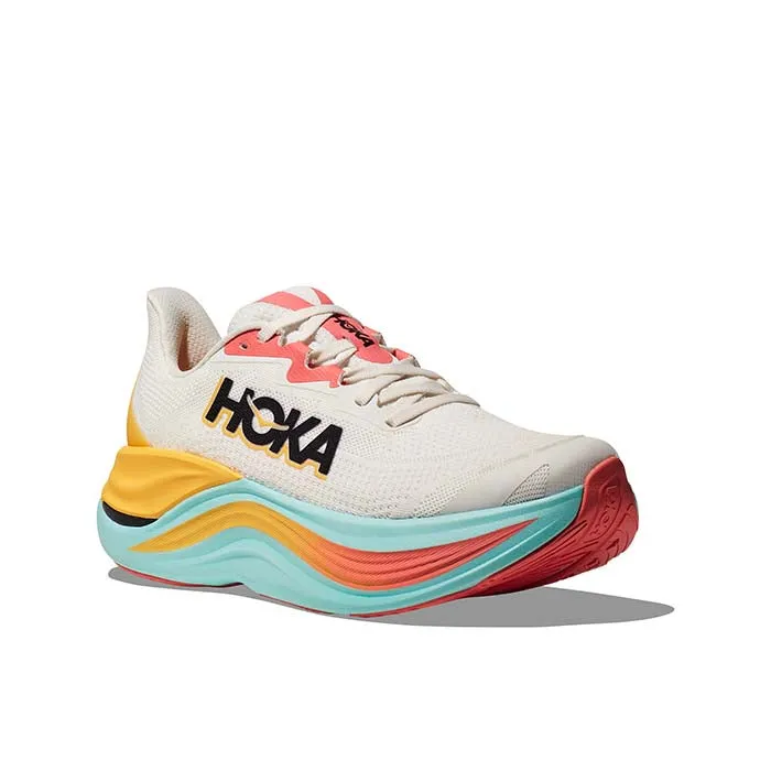 anti - blister Womens Hoka Skyward X in Blanc De Blanc/Swim Day