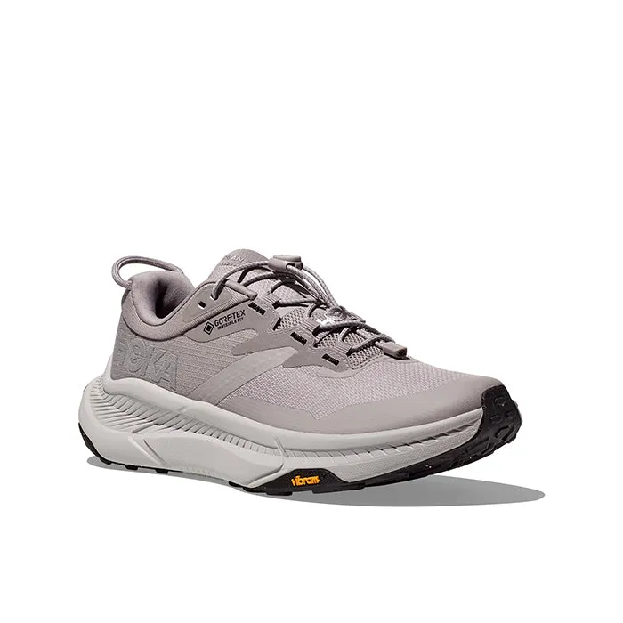 running with a lace - up closure breathable membrane shoes Womens Hoka Transport GTX in Opal/Vaporous